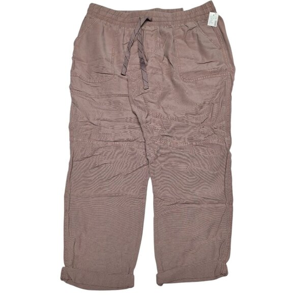 Maurices Cropped Weekender Pants Pull On Brown Stretch Waist Womens 14 With Tags - Picture 1 of 8